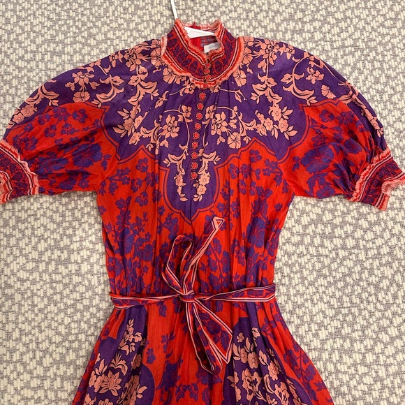 - Zimmerman Raie Floral-print puff-sleeve Ramie Dress - Picture 4 of 5